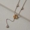 Love Drop Sterling Silver with Yellow Gold Vermeil Necklace with Rose Quartz
