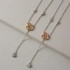 Love Drop Sterling Silver with Yellow Gold and Rose Gold Vermeil Necklace with Rose Quartz