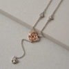 Love Drop Sterling Silver with Rose Gold Vermeil Necklace with Rose Quartz