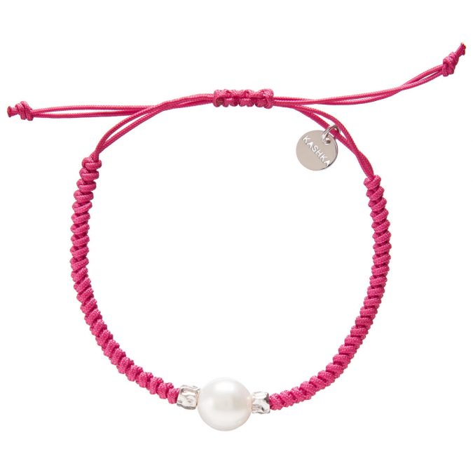 Adira Fresh Water Pearl Bracelet- Magenta Cord- Friendship, Stacking, Gifting