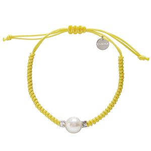 Adira Fresh Water Pearl Bracelet- Yellow Cord- Friendship, Stacking, Gifting