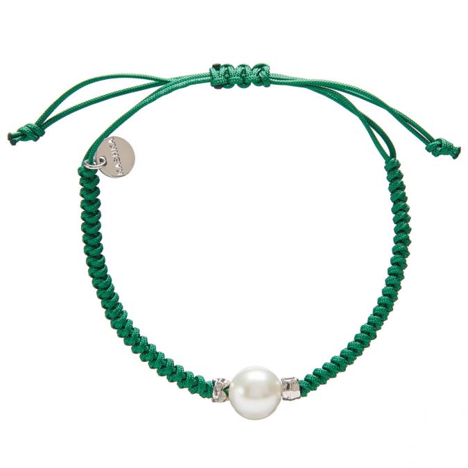 Adira Fresh Water Pearl Bracelet- Emerald Green Cord- Friendship, Stacking, Gifting