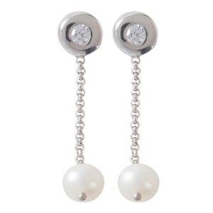 Nina Sterling Silver Earrings Drops with Fresh Water Pearls