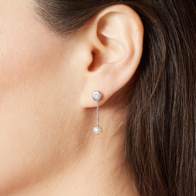 Nina Sterling Silver Earrings Drops with Fresh Water Pearls